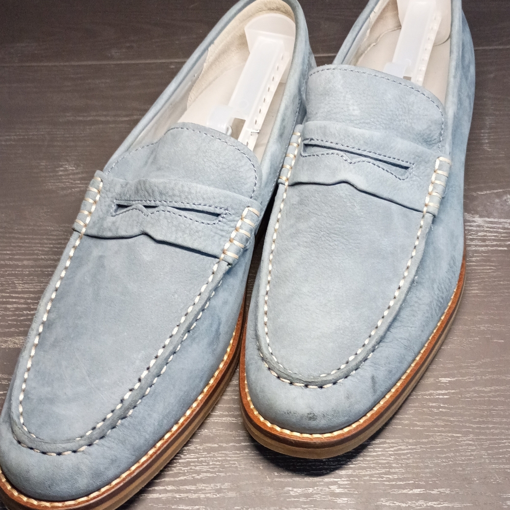 GOLD CUP Men's 9.5M Sperry Light Blue Suede Penny Loafers. Like NEW!!! RARE - Picture 5 of 7
